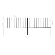 Vidaxl clôture de jardin avec dessus en lance acier 3,4x0,8 m noir 277603_3