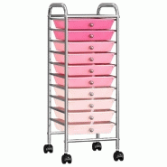 Vidaxl chariot de rangement mobile à 10 tiroirs ombre rose plastique 320404_3