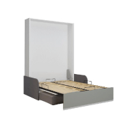Armoire lit escamotable ALADYNO SOFA - Blanc mat, bandeau gris, canapé gris - Couchage 160x200 cm_3