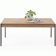 Table basse Gennevilliers 102 x 73 cm - Plateau chêne noueux massif huilé - Pied métal noir laqué_3