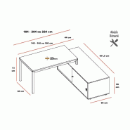 Bureau de manager X4 avec crédence - Quadrifoglio - 184, Blanc, Blanc, Avec caisson_3