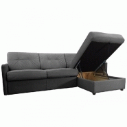 Canapé d'angle réversible convertible express Cube - Coffre - Tissu microfibre gris graphite - Matelas 16 cm_3