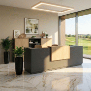 Bureau d'accueil Delta Plus 2 personnes anthracite - Mobel Linea - 204, Non, Anthracite, Acacia clair_3