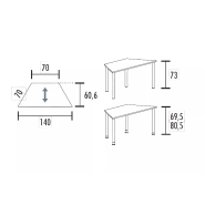 Table polyvalente trapézoïdale hauteur fixe ou réglable en hauteur So Granada_3