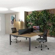 Bureau 2 personnes Tempo avec passe-câbles  - Mobel Linea - 160, Anthracite, Chêne veiné_0