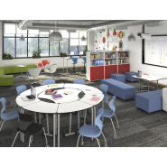 Table d'école Trisix - Structure métallique et finition blanche - Pieds réglables_3