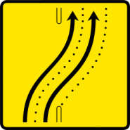 Panneau de voirie temporaire KD8 ex5 - Changement de chaussée ou de trajectoire sur deux voies_3