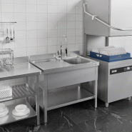 Plonge inox 1 bac avec égouttoir et étagère - P 600 mm - 1400 mm bac à droite_3
