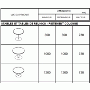 Table de réunion ronde avec base chromée Ogi - MDD. - 120, Noir, Blanc_3