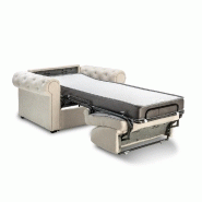 Fauteuil Chesterfield convertible express - couchage 70 cm - matelas 16 cm - microfibre écru_3