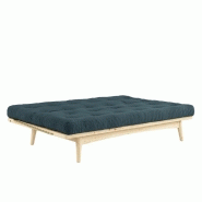 Banquette futon FOLK en pin massif - coloris bleu pâle - couchage 130 x 190 cm - design scandinave avec accoudoirs en métal_3