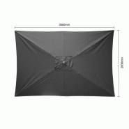 Parasol rectangulaire Bolero Seville 2x3m noir_3