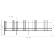 Vidaxl clôture de jardin à dessus en lance acier (1,5-1,75)x6,8 m noir 277742_3