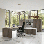 Bureau Bi-colore TAK avec rangement intégré - Mobel Linea - 245, Droite, Chêne grisé_3