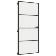 Vidaxl porte intérieure mince noir 93x201,5 cm verre trempé aluminium 155121_3