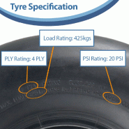 18x9.50-8 Smooth Lawnmower Tyres 4-ply Tubeless P607 Pattern 425kgs (Set of 3)_3