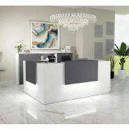 Comptoir d'accueil d'angle avec 2 réhausses Delta - Mobel Linea. - 184, Gauche, Blanc, Oui, Anthracite_3