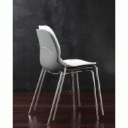 Lot de 4 chaises SHELL METAL design gris - assise polypropylène - piétement acier chromé_3