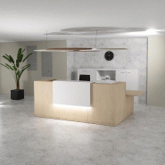 Bureau d'accueil d'angle avec accès PMR Delta Plus - Mobel Linea - Chêne moyen , Droite, 264, Oui_4