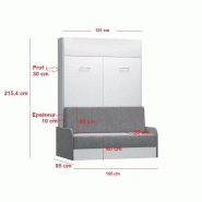 Armoire lit escamotable Dynamo Sofa - Canapé avec accoudoirs en microfibre gris - Couchage 140x200 cm avec sommier à lattes_3