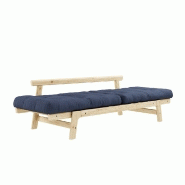 Banquette convertible futon STEP en pin massif - Coloris marine - Couchage 70x200 cm - Design élégant et modulable_3