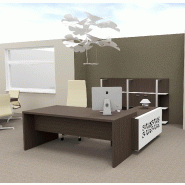 Bureau d'angle T45 avec desserte dos design - Quadrifoglio - 212, Gauche, Eucalyptus_0