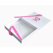 Boîte cadeau pliable brillante blanche - fermeture ruban - semelle intérieure - Zeal-X Packing - 195*140*45mm_3
