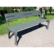 Banc en Eco composite aspect naturel - VIGO - Lattes en bois technologique et piétement en fonte_3