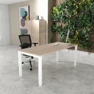 Bureau Professionnel Tempo Mobel Linea. - Blanc 9010, 160, Acacia clair, Non_0