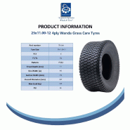 25x11.00-12 Pneu pour tondeuse à gazon 4ply Turf Grass P332 Wanda (Journey) 828kg (Lot de 4)_3