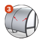 Abri de touche 3 places - protections latérales transparentes - ossature aluminium plastifié - longueur 1,5 m_3