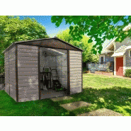 Abri métal 106tbsl - surface 5,97 m² - hauteur 224 cm - gris châtaigne - avec double porte coulissante_3