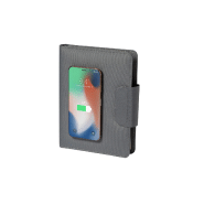 Porte-documents RPET - Format A5 avec bloc-notes, chargeur magnétique 10W, powerbank 5000 mAh et support téléphone_3