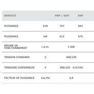 Générateur industriel 767 kVA alimenté par un moteur Diesel