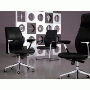 Siège de bureau Koraz - revêtement cuir - mécanisme synchrone 4 positions - accoudoirs aluminium poli_3