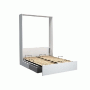 Armoire lit escamotable Dynamo Sofa - Canapé intégré blanc mat et microfibre gris - Couchage 140 x 200 cm_3