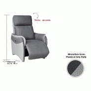 Fauteuil relax électrique Cabries - Zéro Gravité - Microfibre bi-color Plomb et Gris Perle_3