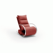 Fauteuil relax Yanis - Tissu rouge - Pouf indépendant - Structure métal - Design chic et confort optimal_3