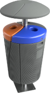 Corbeille publique Phoenix - 3×50 L - plastique recyclé - anti-graffiti - pour espaces publics_3