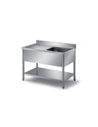 Plonge inox murale un bac avec égouttoir gauche - cuve 500x400x300 mm - étagère basse - PL1G1260_3