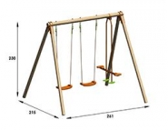 Darifou - portique bois 2,30 m avec 3 agrès pour 4 enfants, fabrication française, balançoires réglables_3