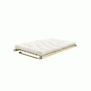 Banquette futon JUMP en pin massif - Coloris naturel - Couchage 130 x 202 cm - Design scandinave avec lanières en cuir_3