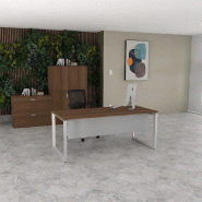 Bureau droit individuel Star - Mobel Linea - 180, Alu, Acacia foncé, Oui_0