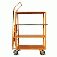 Chariot préparation de commandes - 4 étagères - escabeau pliant intégré - capacité jusqu'à 600 kg_3