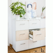 Armoire avec tiroirs pour le classement des dossiers suspendus - Blanc pastel, Gris aluminium, 6 cases_3