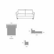Canapé convertible express chocolat 160x190 cm - dossier souple - tissu personnalisable - matelas 13 cm_3