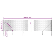 Vidaxl clôture à mailles losangées avec ancrage anthracite 1x10 m 153969_3