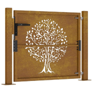 Vidaxl portail de jardin 105x105 cm acier corten conception de l'arbre 153161_3