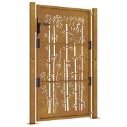 Vidaxl portail de jardin 105x155 cm acier corten design de bambou 153187_3