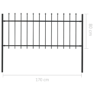 Vidaxl clôture de jardin avec dessus en lance acier 1,7 x 0,8 m noir 144924_3